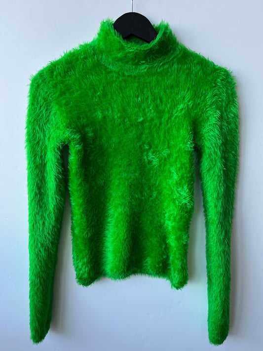 Stella McCartney green fluffy fitted jumper