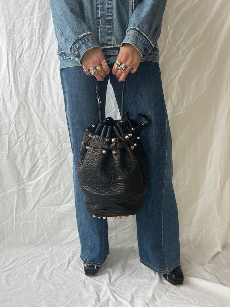 Alexander Wang Black Studded Bucket Bag