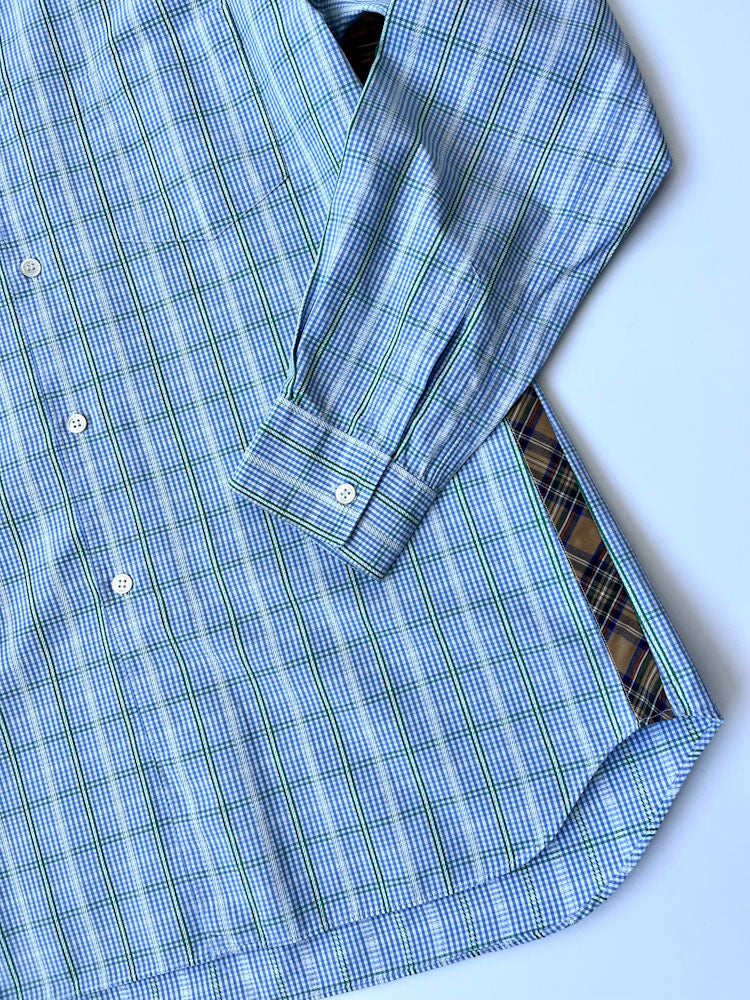 Comme des Garcons blue mixed check cotton shirt