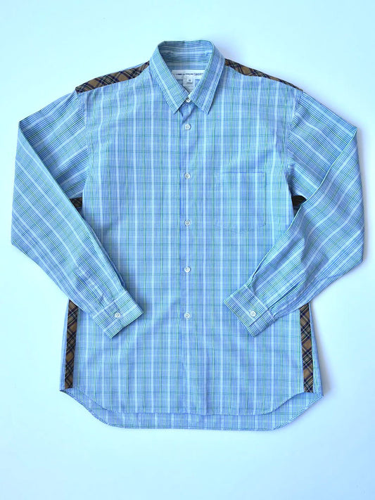 Comme des Garcons blue mixed check cotton shirt
