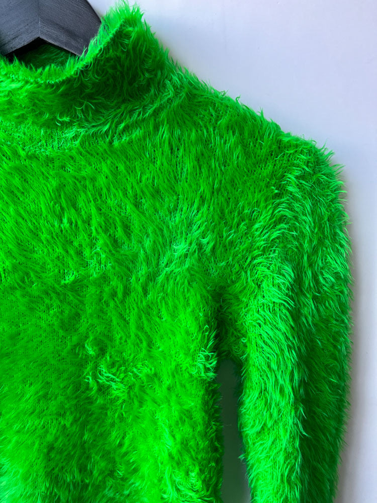Stella McCartney green fluffy fitted jumper