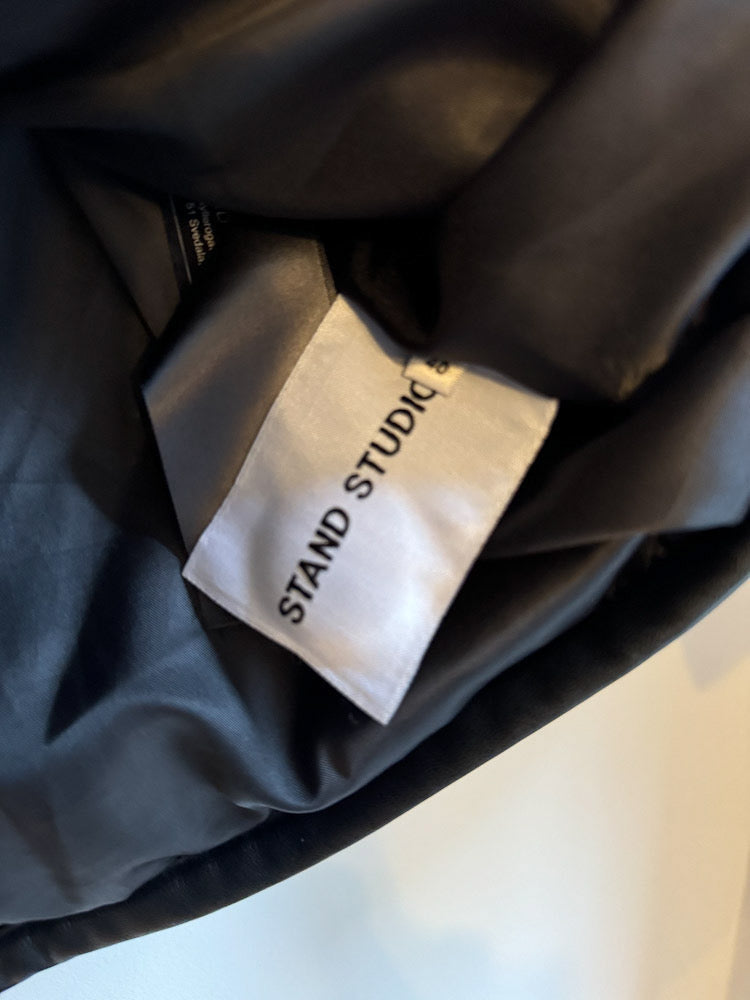 Stand Studio Black Faux Leather Quilted Jacket