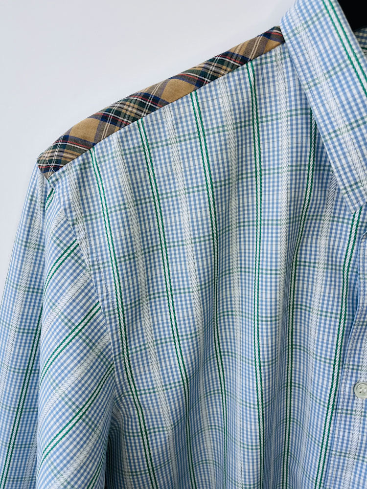 Comme des Garcons blue mixed check cotton shirt