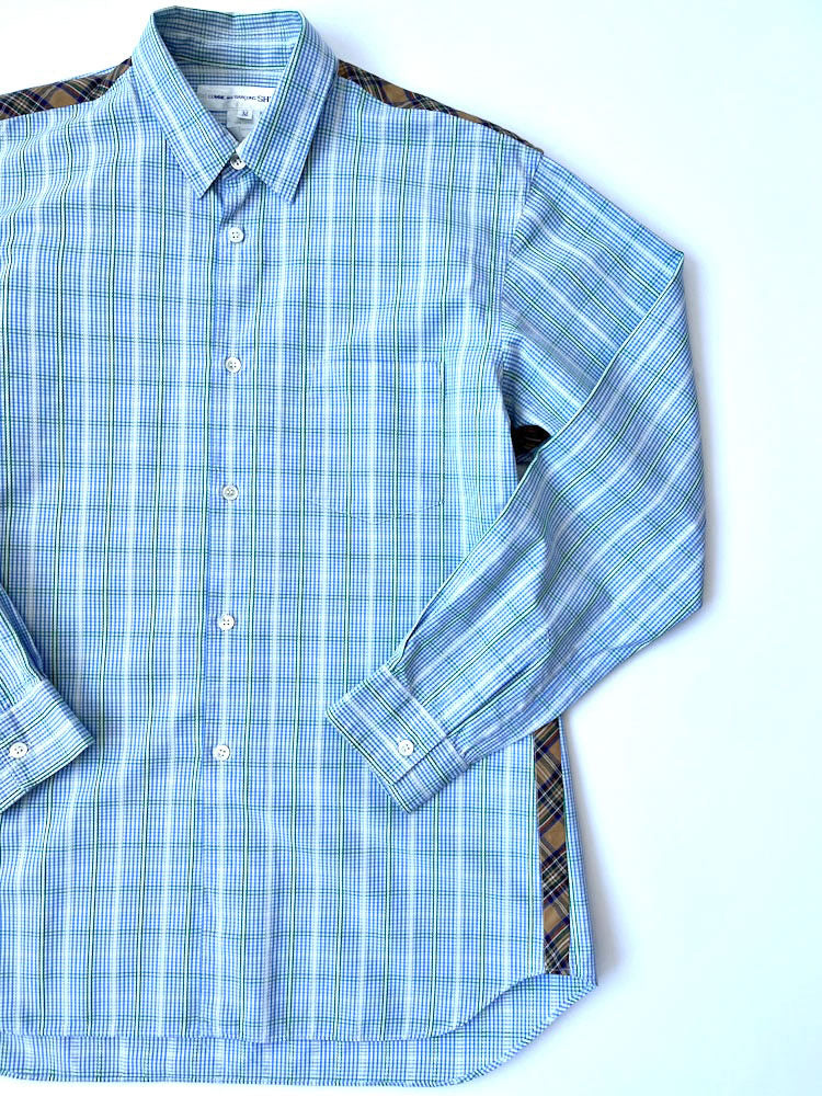 Comme des Garcons blue mixed check cotton shirt