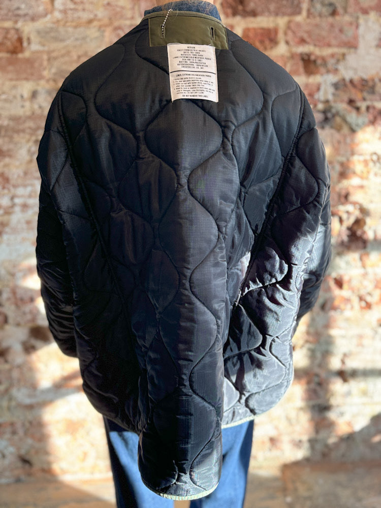 Frankie Shop Black with Khaki Trim Qulited Collarless Liner