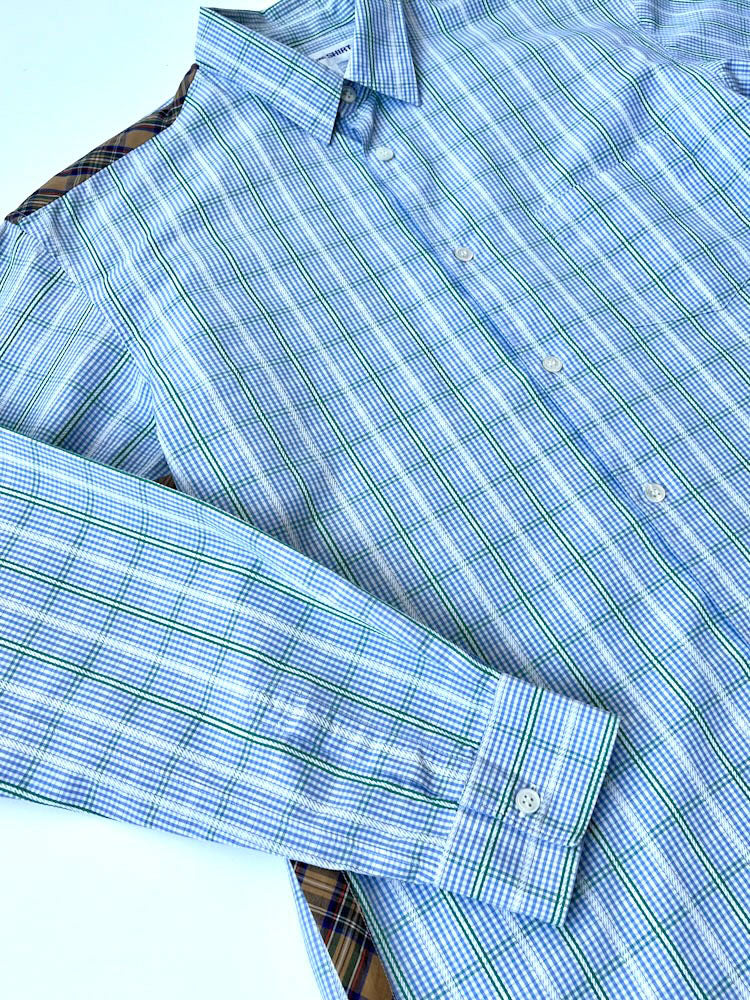 Comme des Garcons blue mixed check cotton shirt