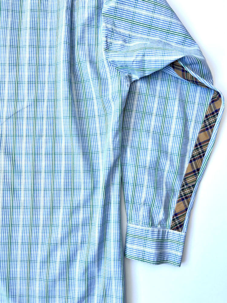 Comme des Garcons blue mixed check cotton shirt