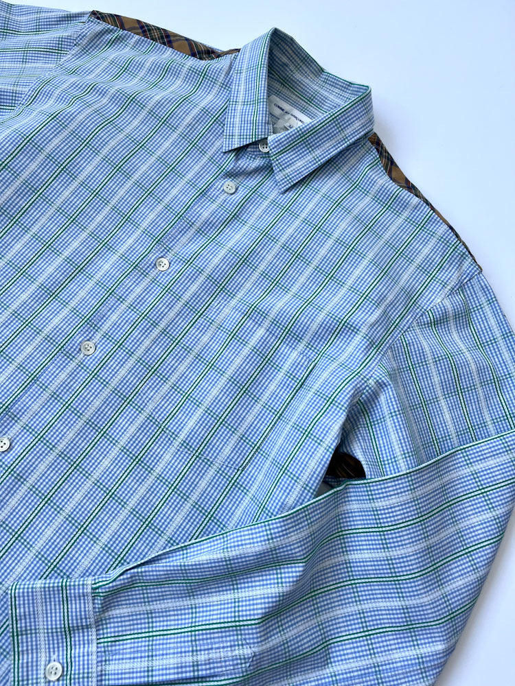 Comme des Garcons blue mixed check cotton shirt