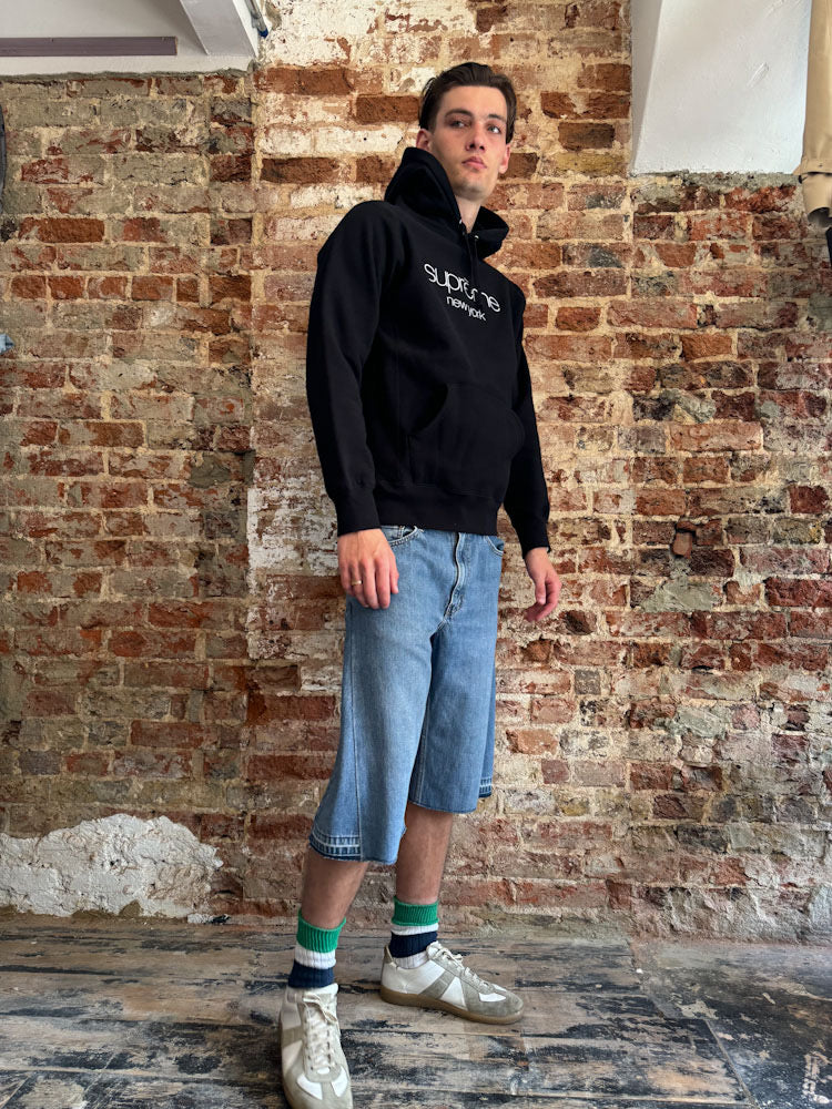 Supreme black New York logo Hoodie.