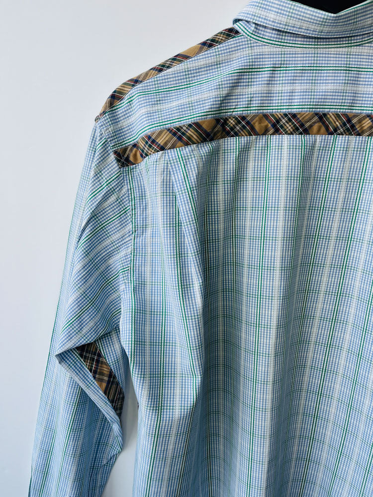 Comme des Garcons blue mixed check cotton shirt