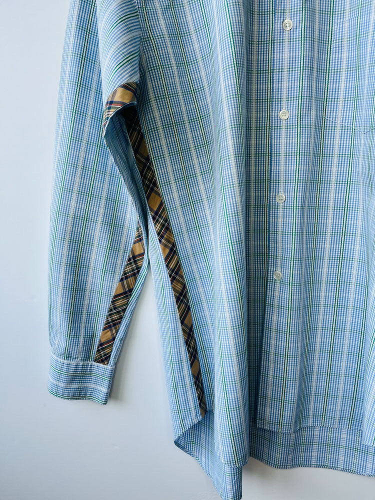 Comme des Garcons blue mixed check cotton shirt