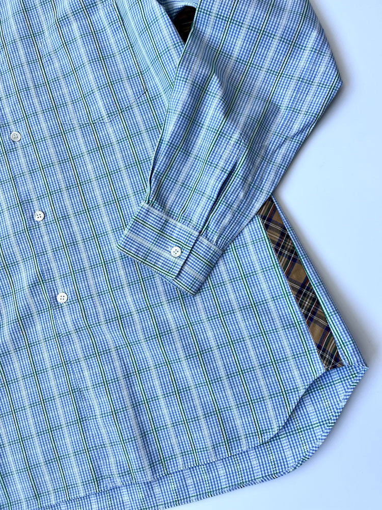 Comme des Garcons blue mixed check cotton shirt