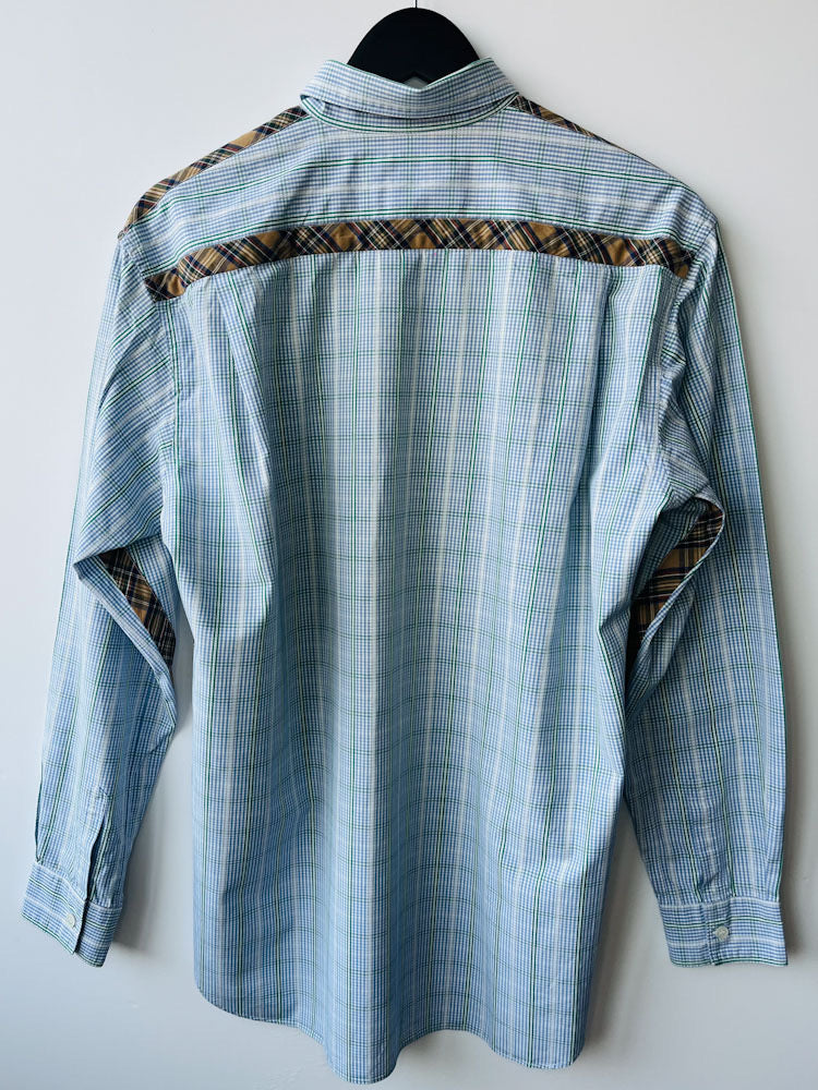 Comme des Garcons blue mixed check cotton shirt