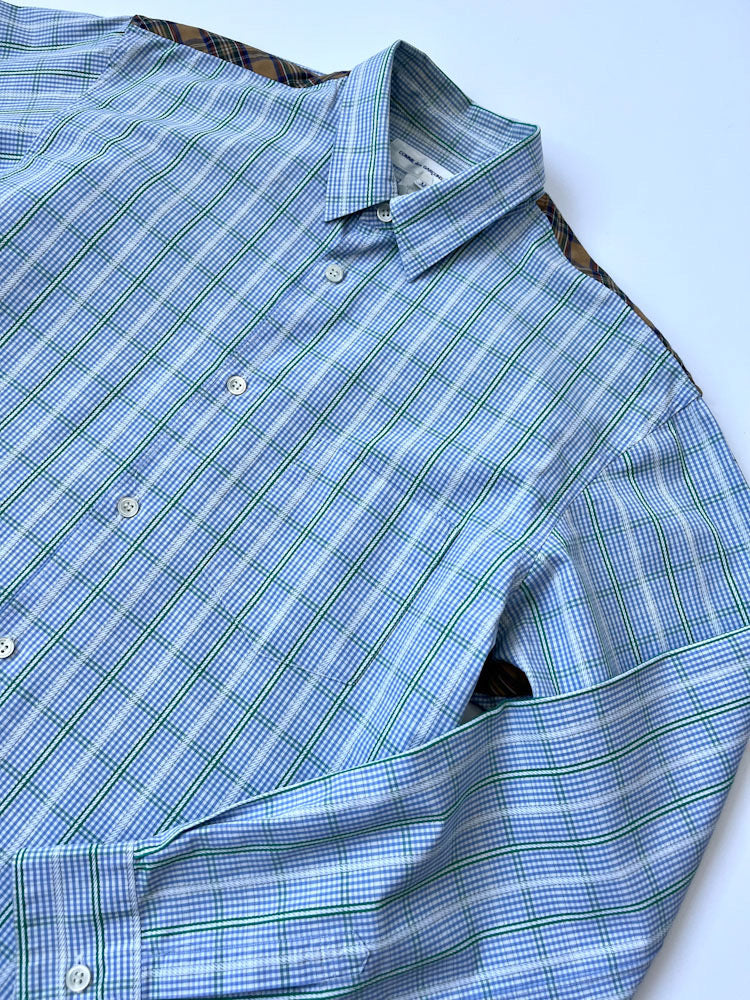 Comme des Garcons blue mixed check cotton shirt