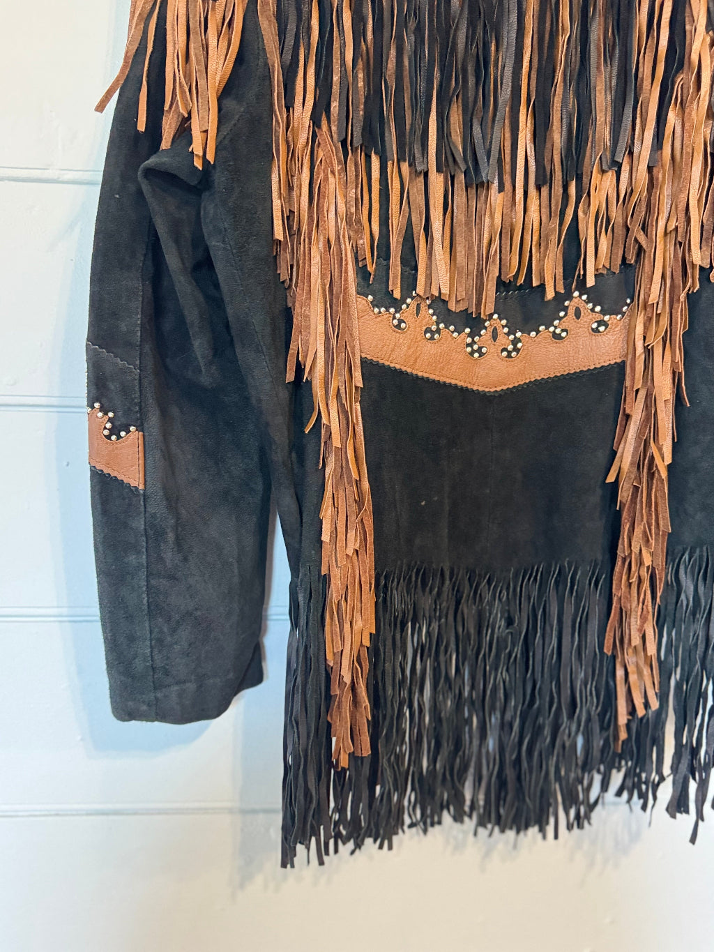 Vintage Black Suede Bead Jacket