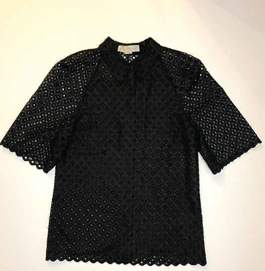 Stella McCartney Black Geo Broderie Short Sleeve Shirt