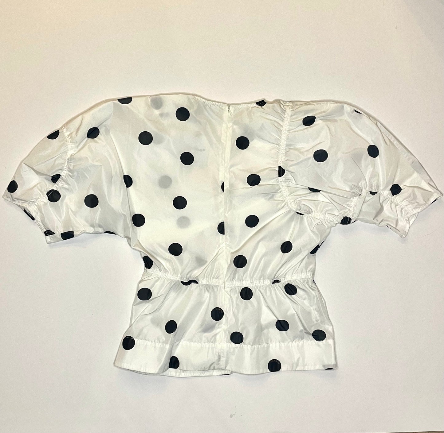 Ganni Black and White Spot Print Top with Crystal Buttons