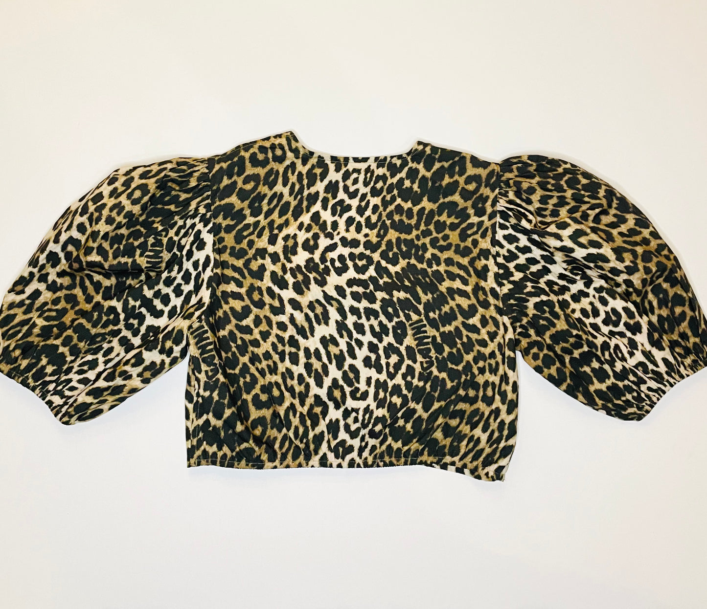 Ganni leopard print zip front cropped top