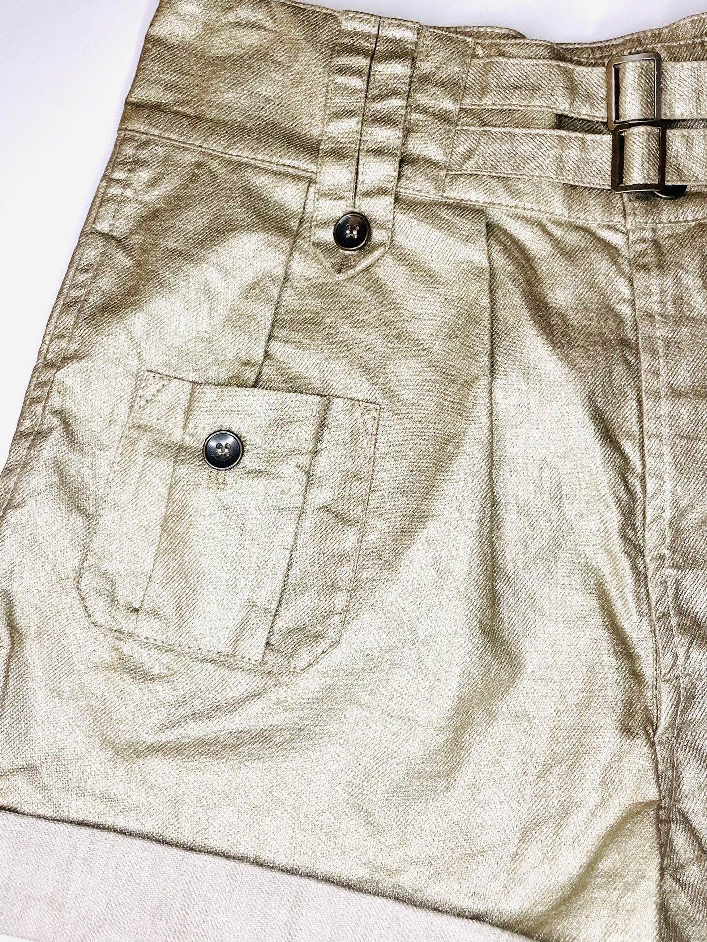 Saint Laurent gold coated shorts with cargo pockets