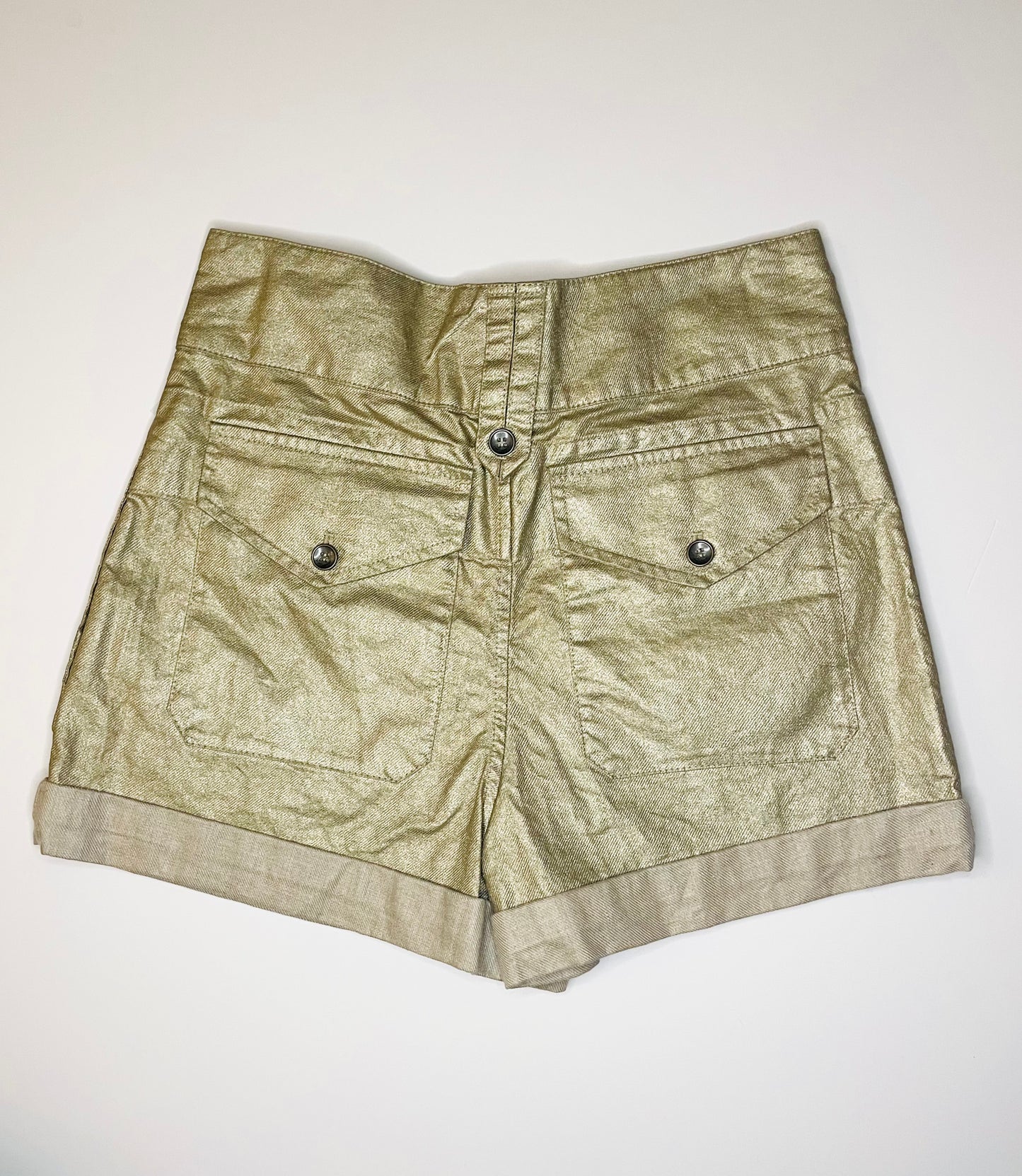 Saint Laurent gold coated shorts with cargo pockets