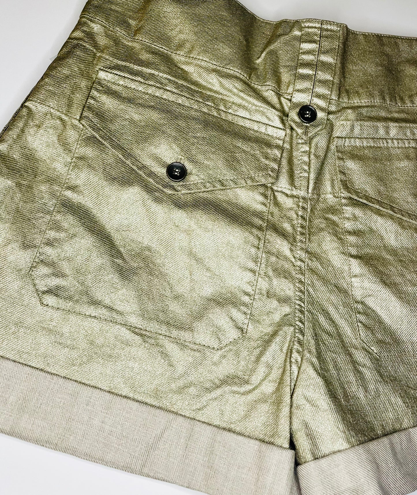 Saint Laurent gold coated shorts with cargo pockets