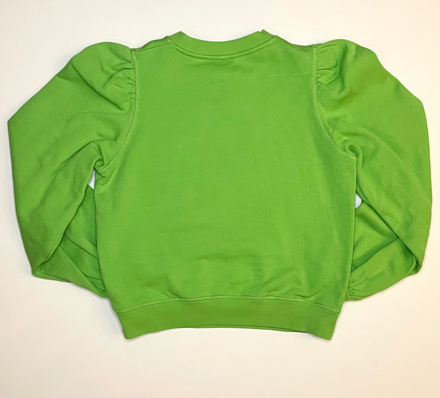 Ganni Acid Green Puff Shoulder Sweat