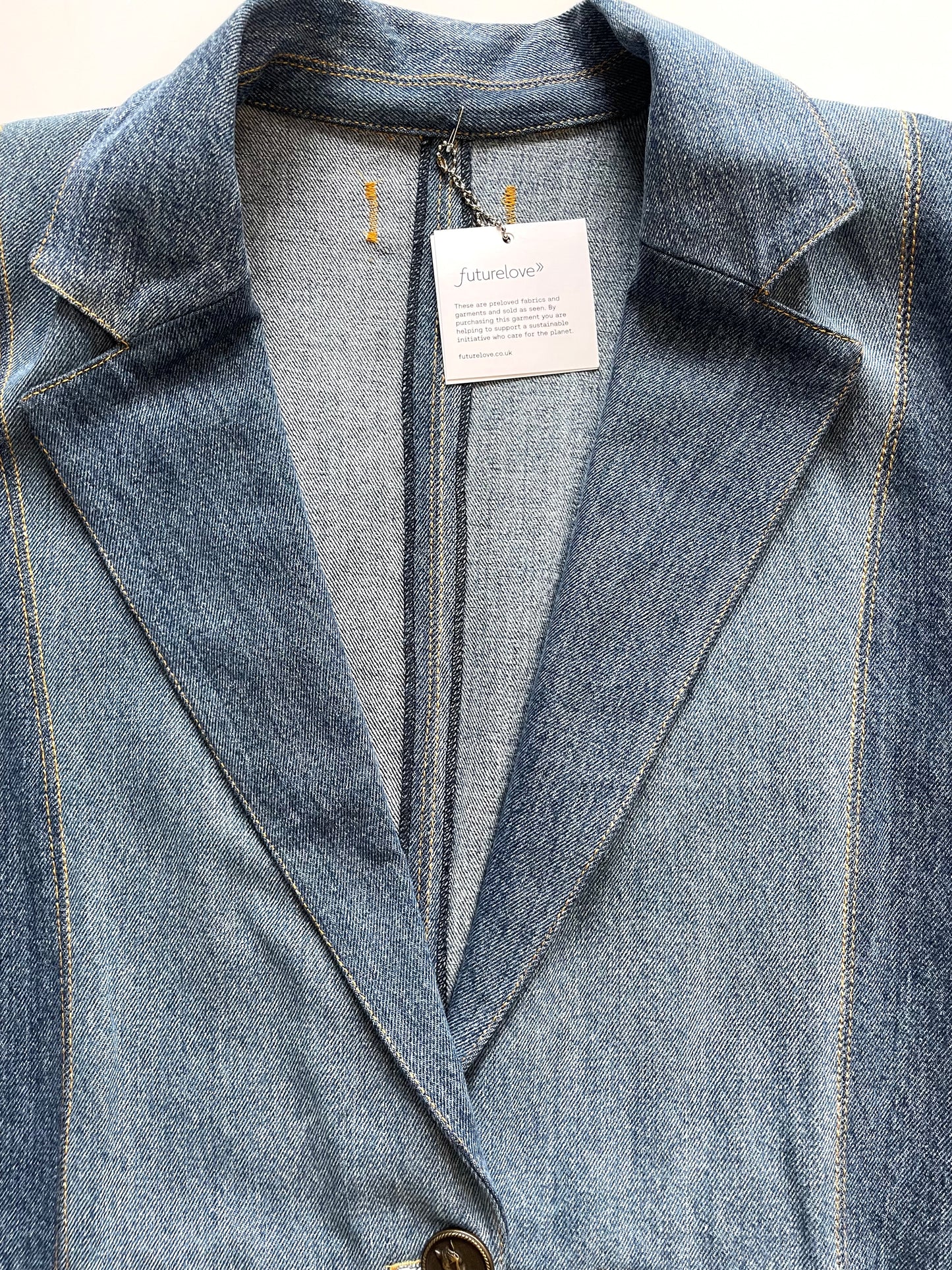 Berenice Blue Denim Patchwork Oversized Blazer