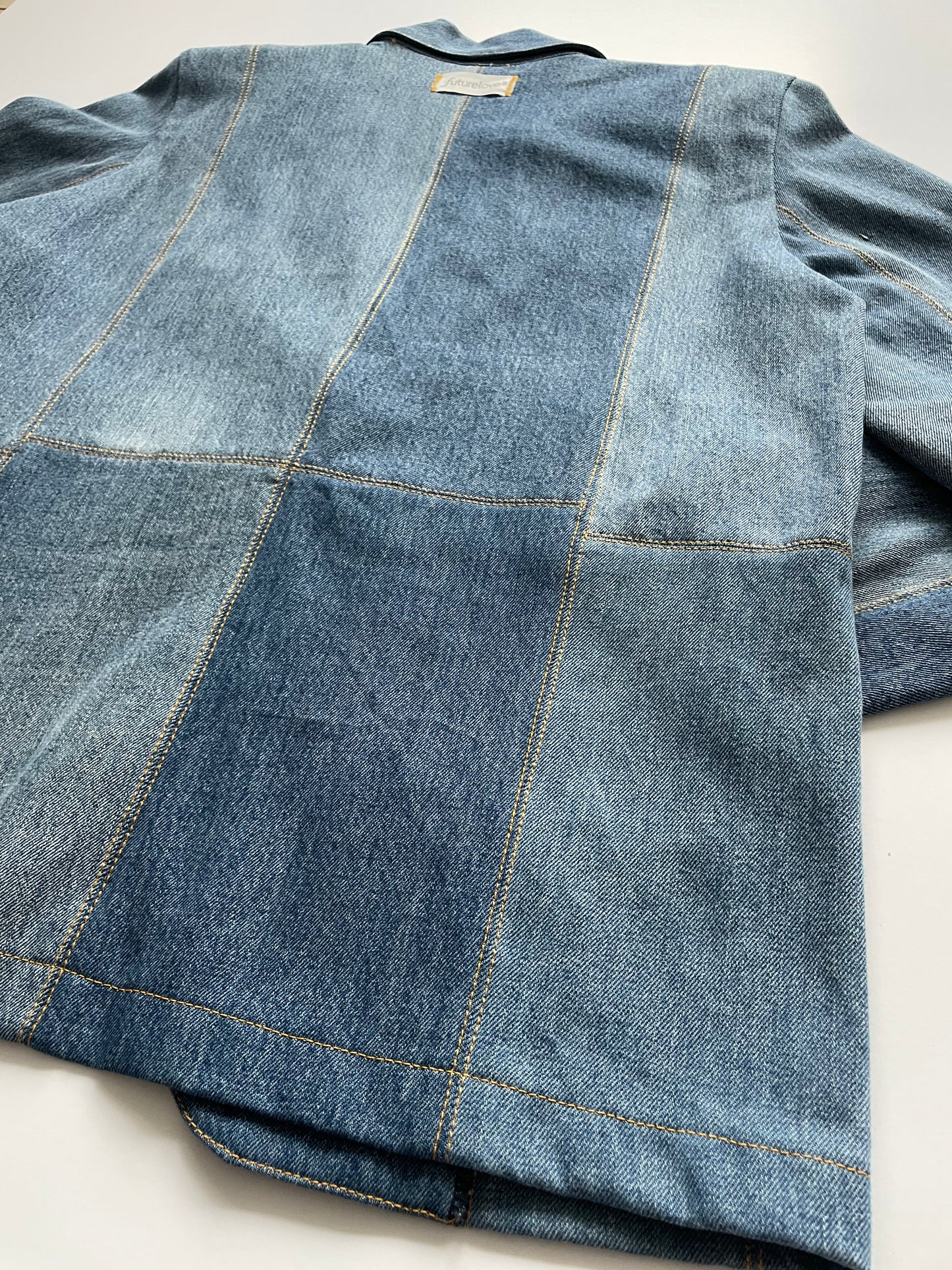 Berenice Blue Denim Patchwork Oversized Blazer