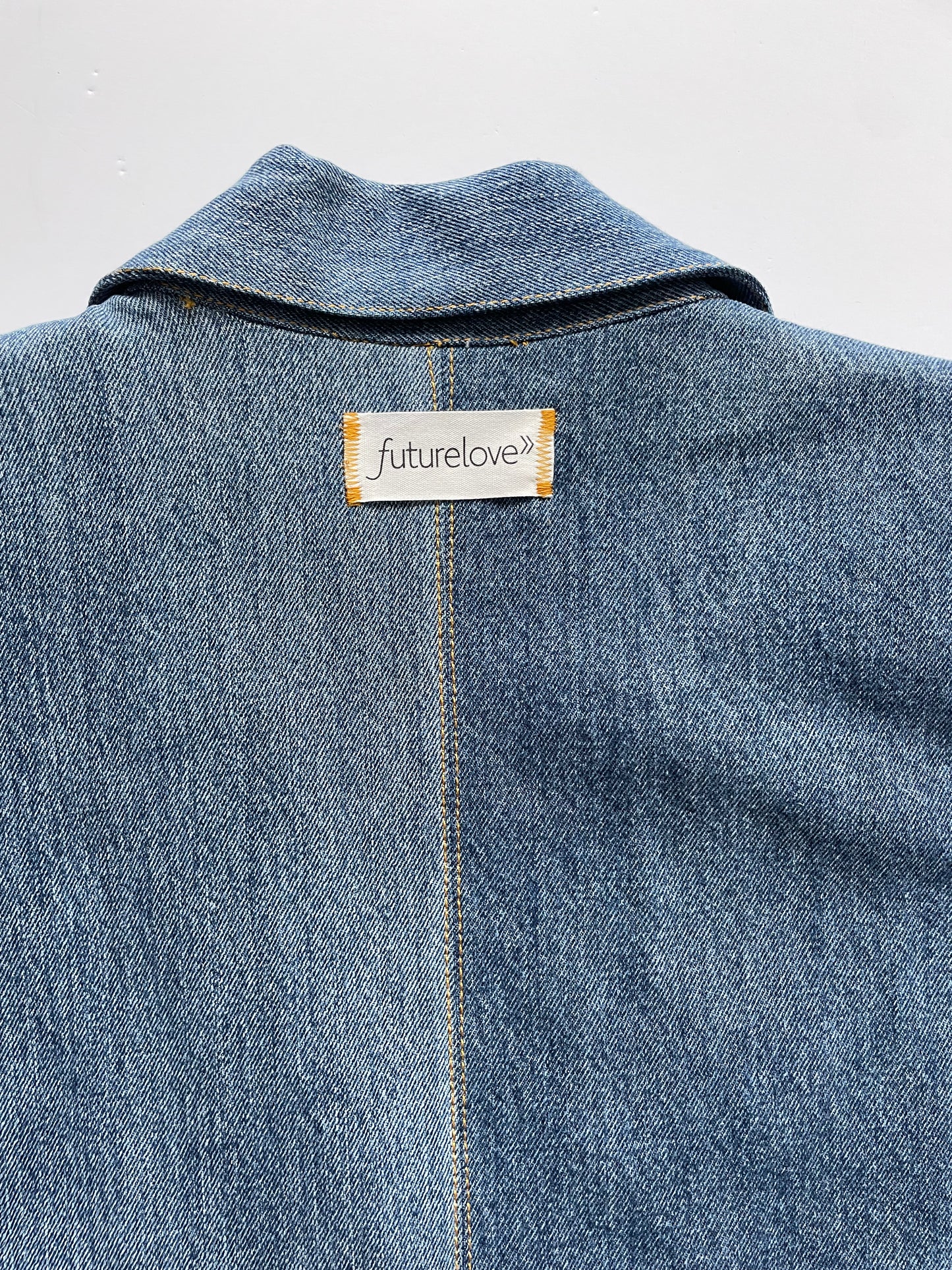Berenice Blue Denim Patchwork Oversized Blazer
