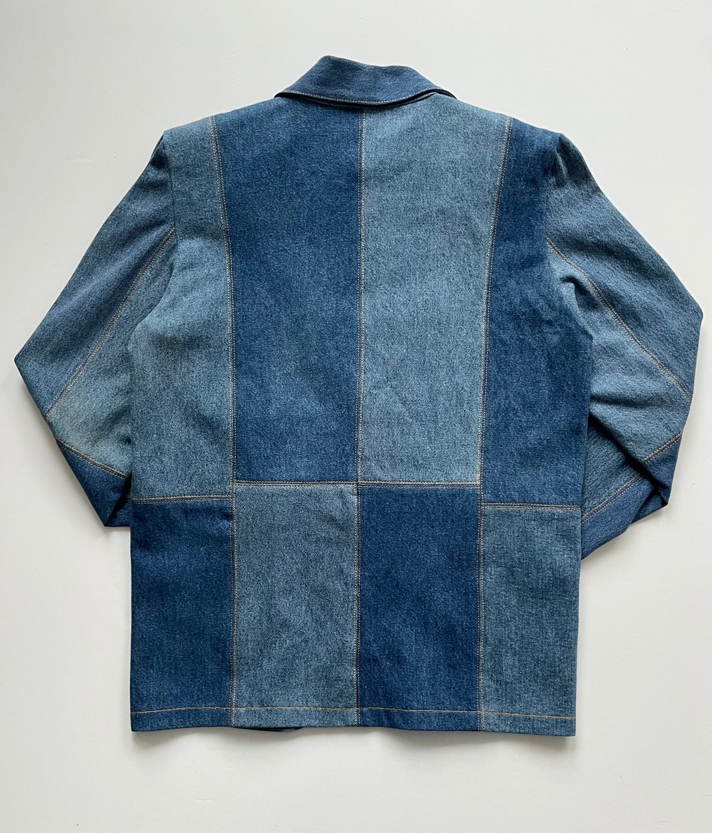 Berenice Blue Denim Patchwork Oversized Blazer