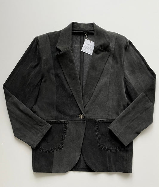 Berenice Black Denim Patchwork Oversized Blazer