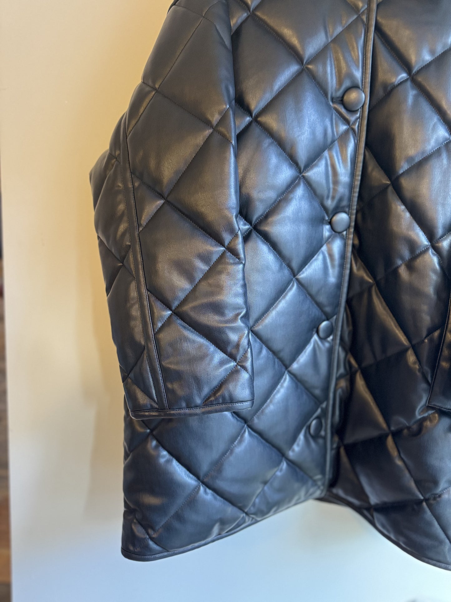Stand Studio Black Faux leather quilted jacket