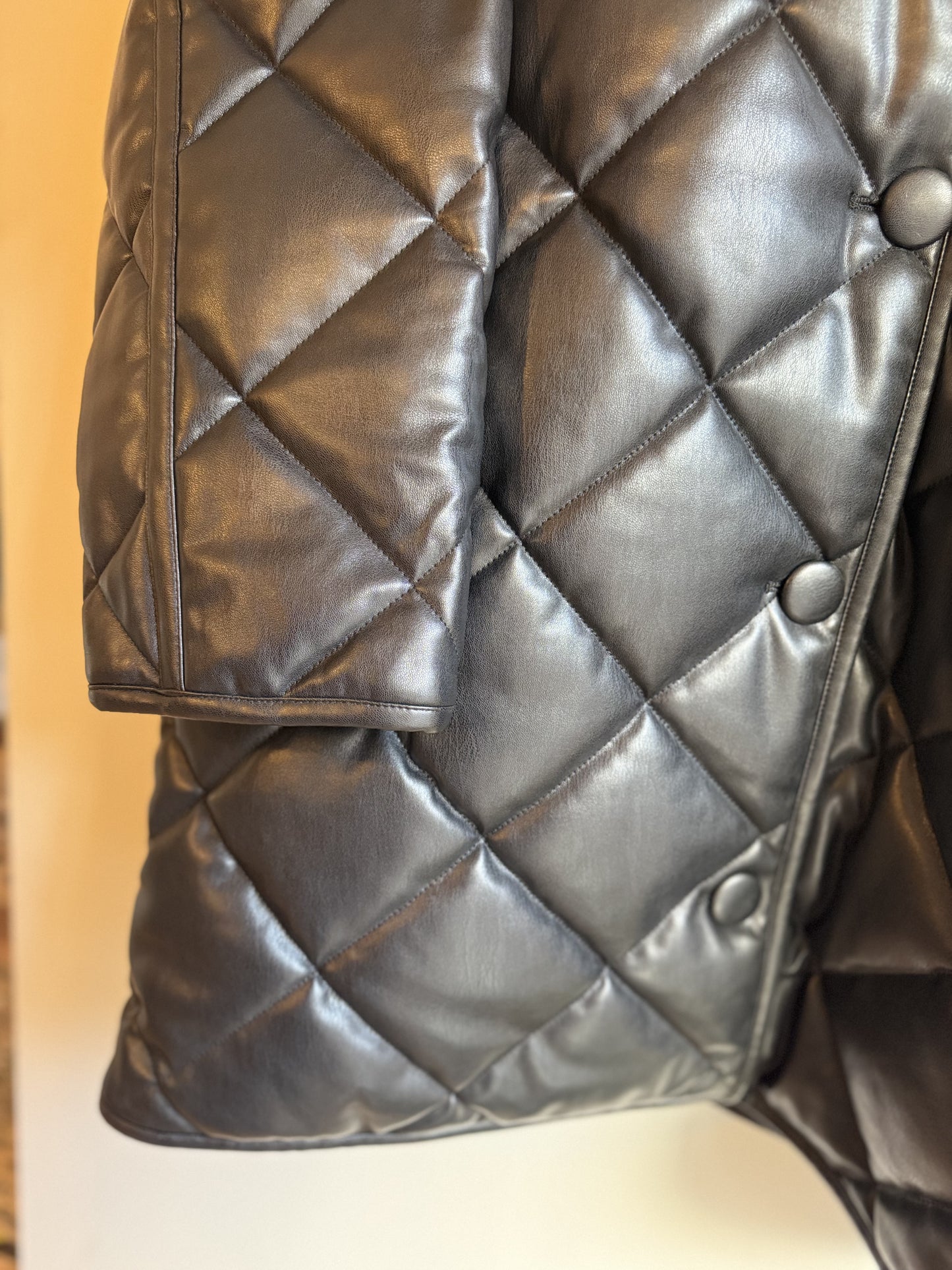 Stand Studio Black Faux leather quilted jacket