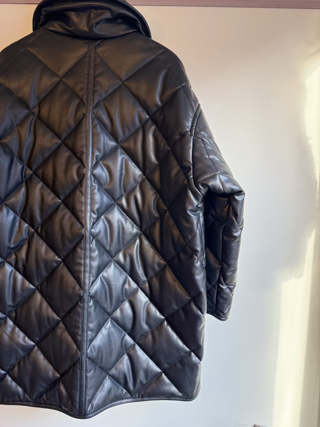 Stand Studio Black Faux leather quilted jacket