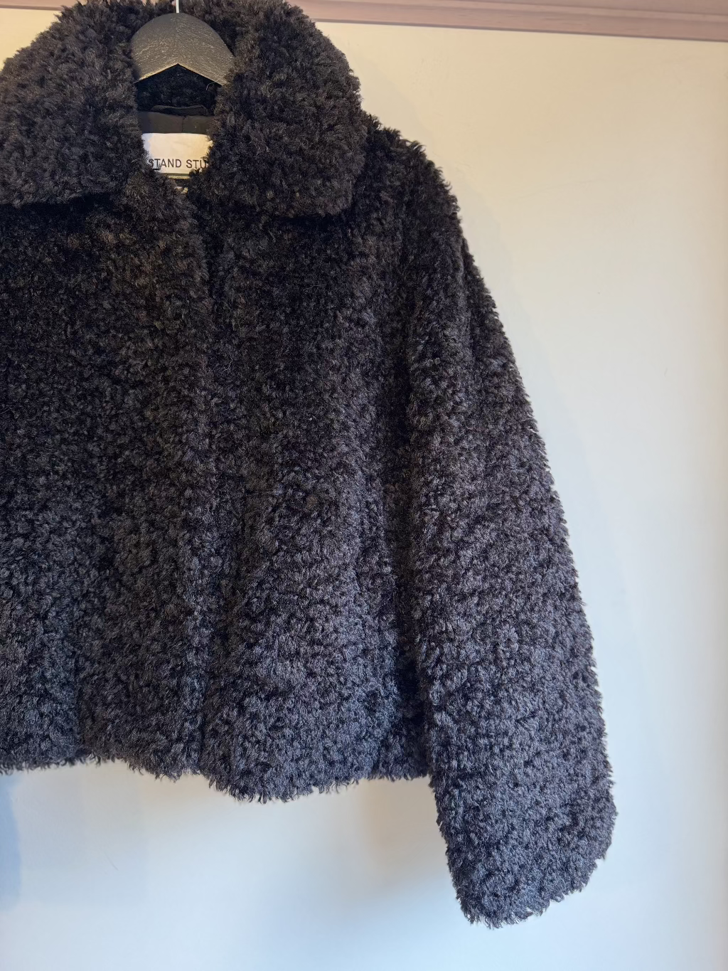 Stand Studio black Teddy fur jacket