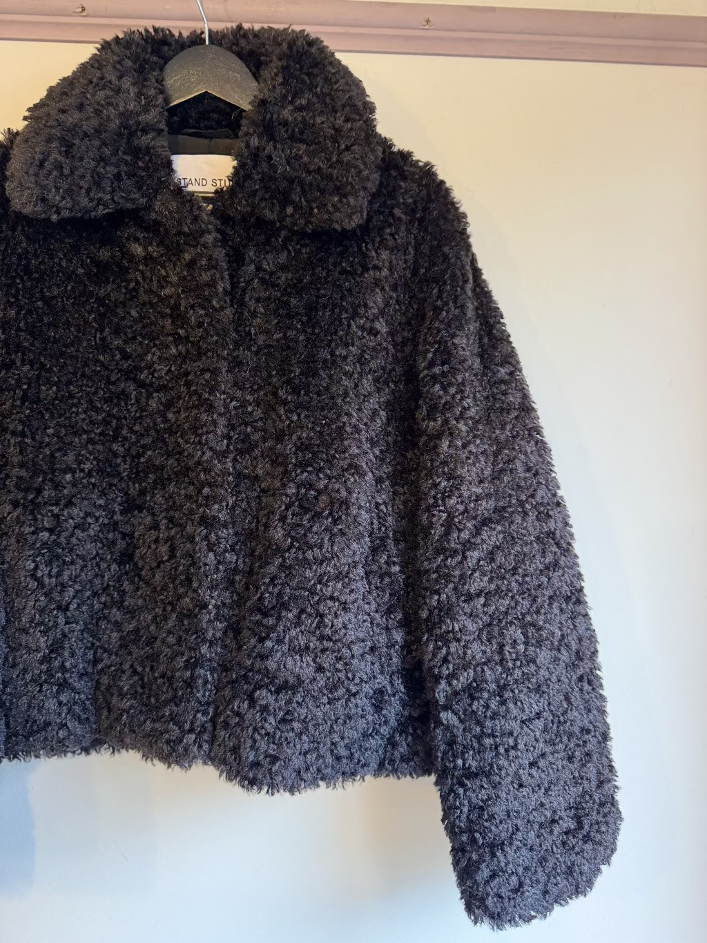 Stand Studio black Teddy fur jacket