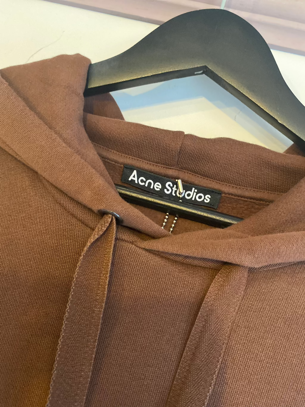 Acne Studios chocolate hoodie.