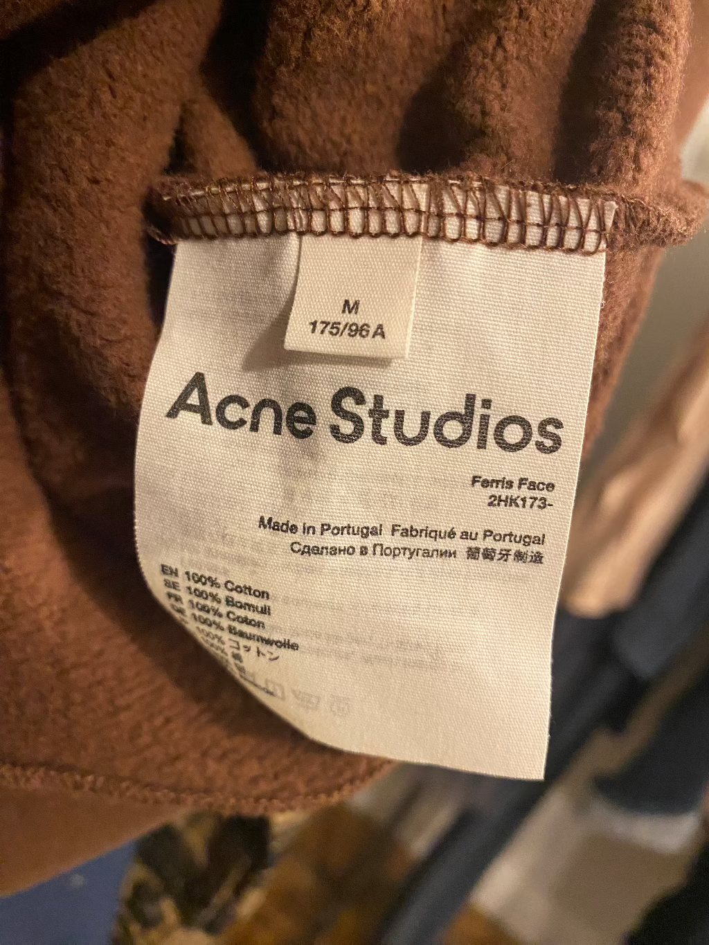 Acne Studios chocolate hoodie.