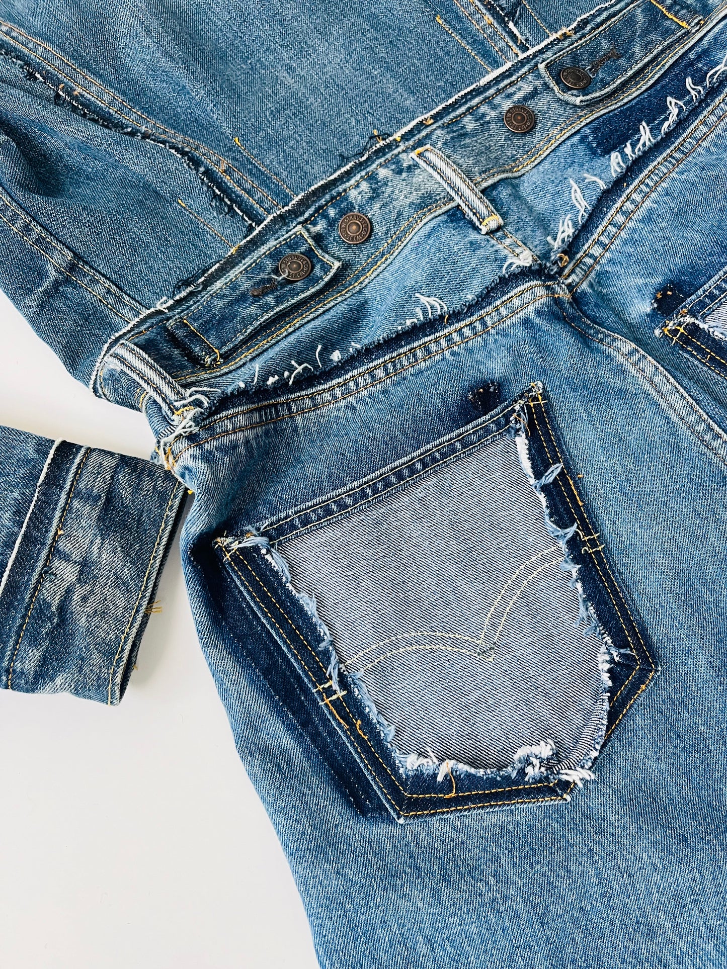 Evie Frayed Seam Mid-wash Jumpsuit