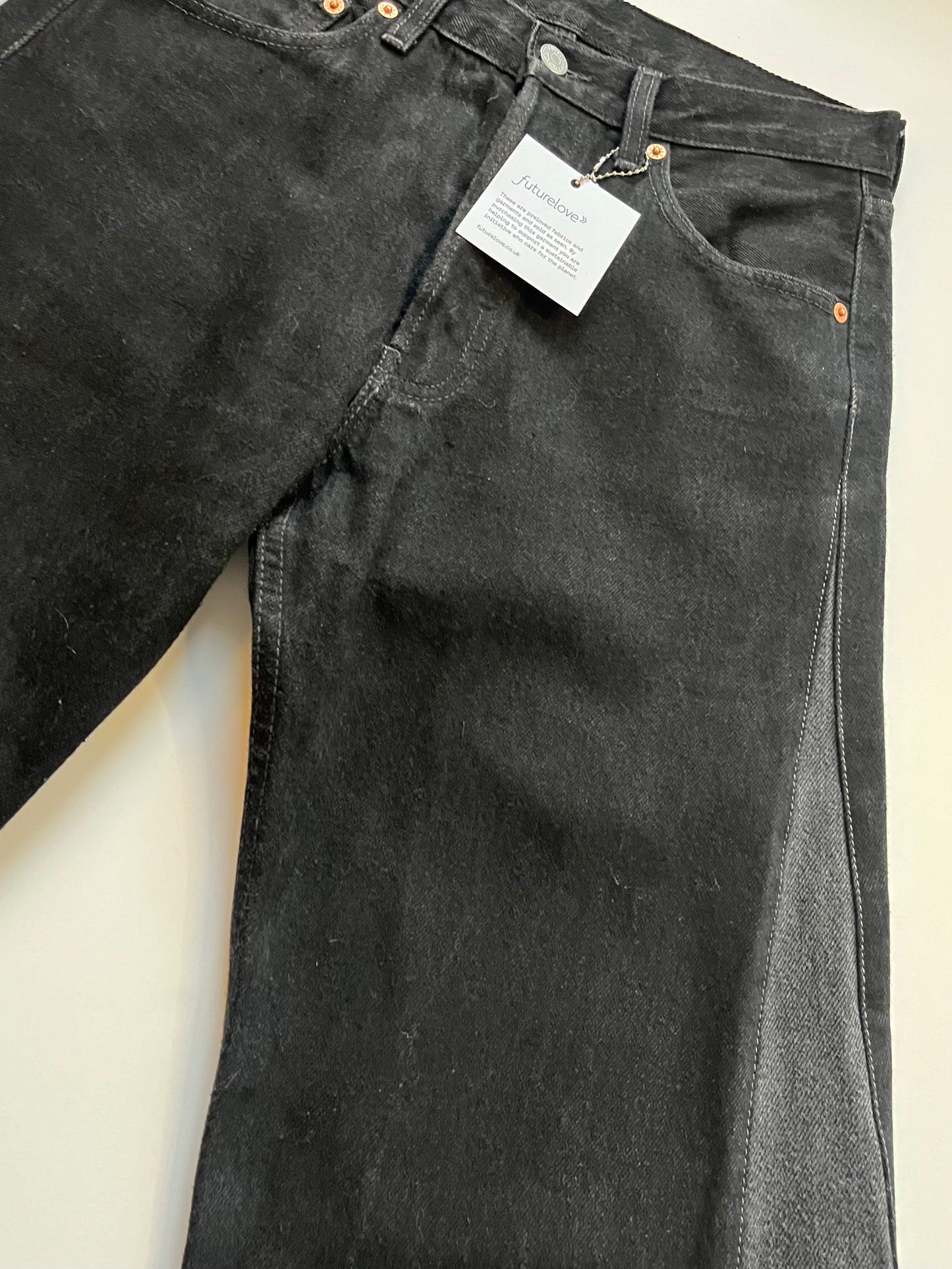 Anne Inset Wide Leg Black Jean