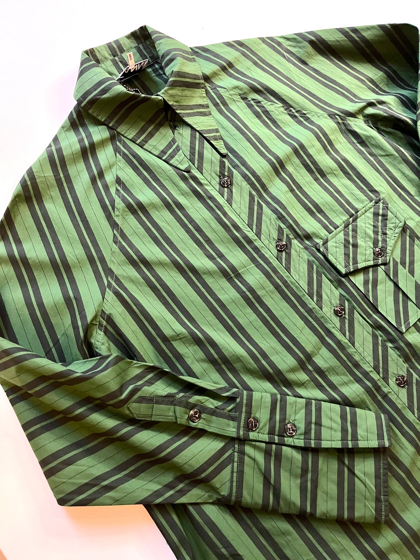 Ganni Green Stripe Shirt.