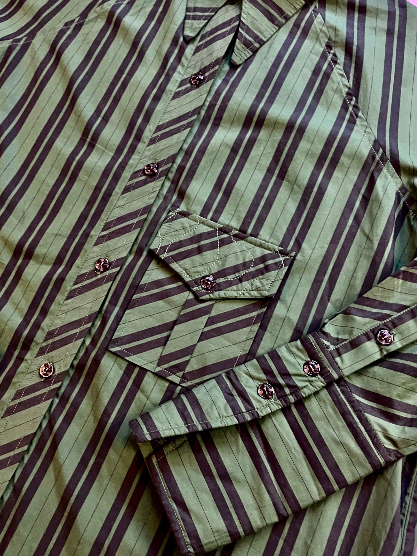 Ganni Green Stripe Shirt.
