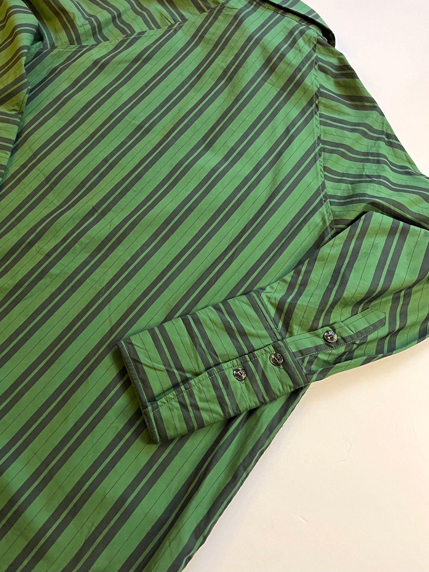 Ganni Green Stripe Shirt.