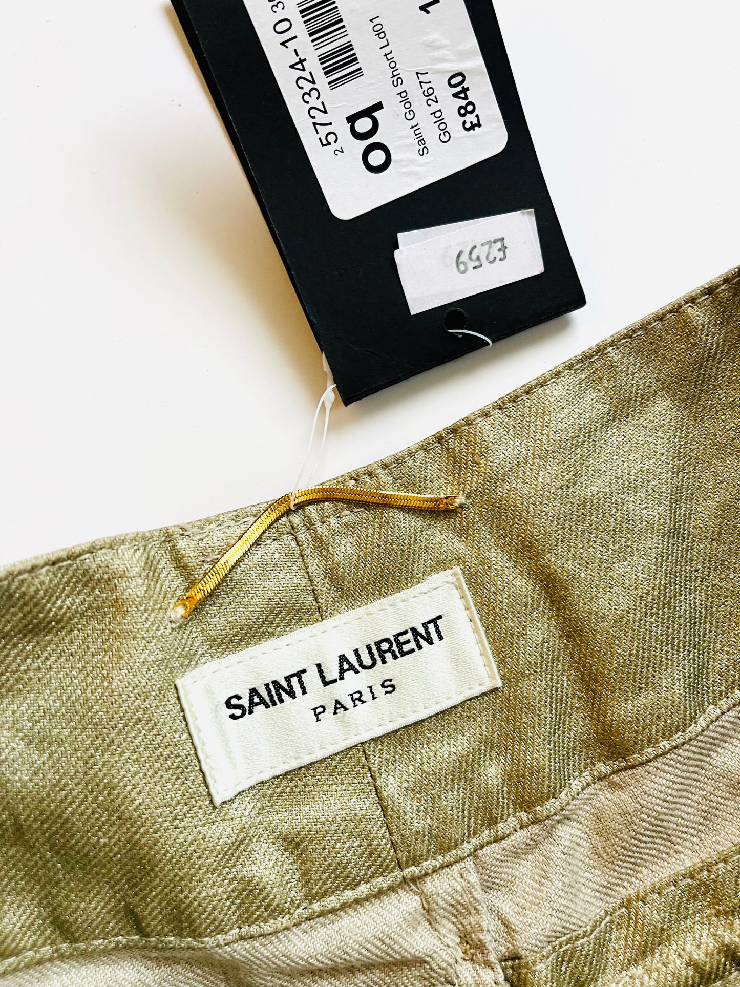 Saint Laurent gold coated shorts with cargo pockets