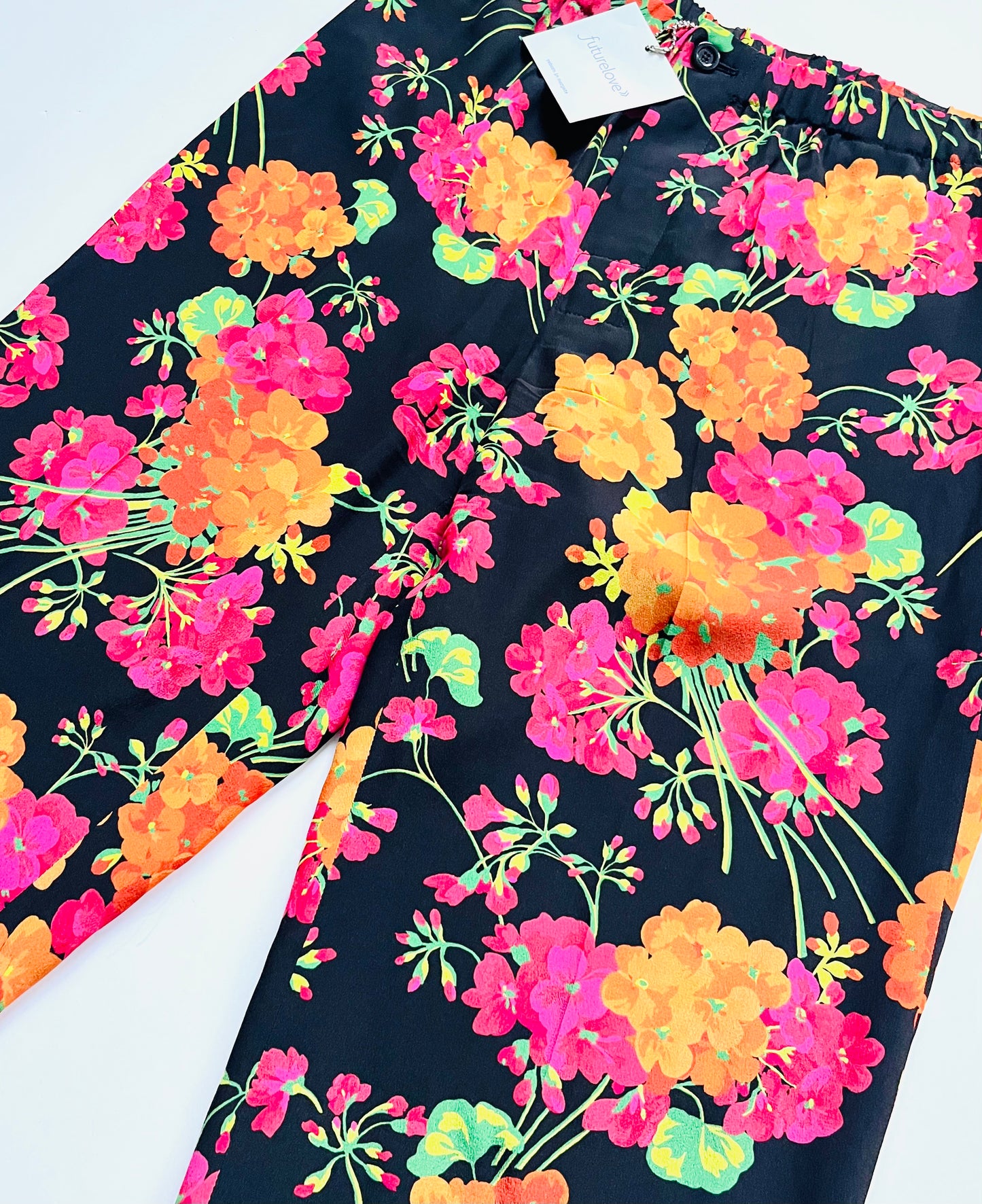Gucci Black Multi Floral Silk Trouser