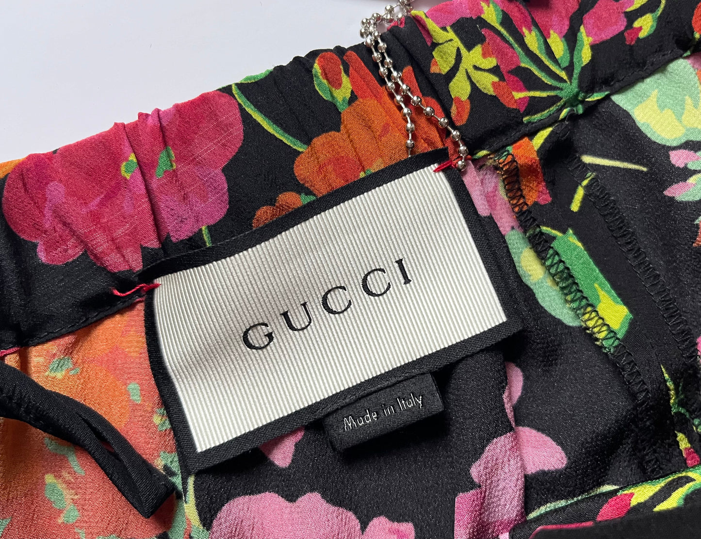 Gucci Black Multi Floral Silk Trouser