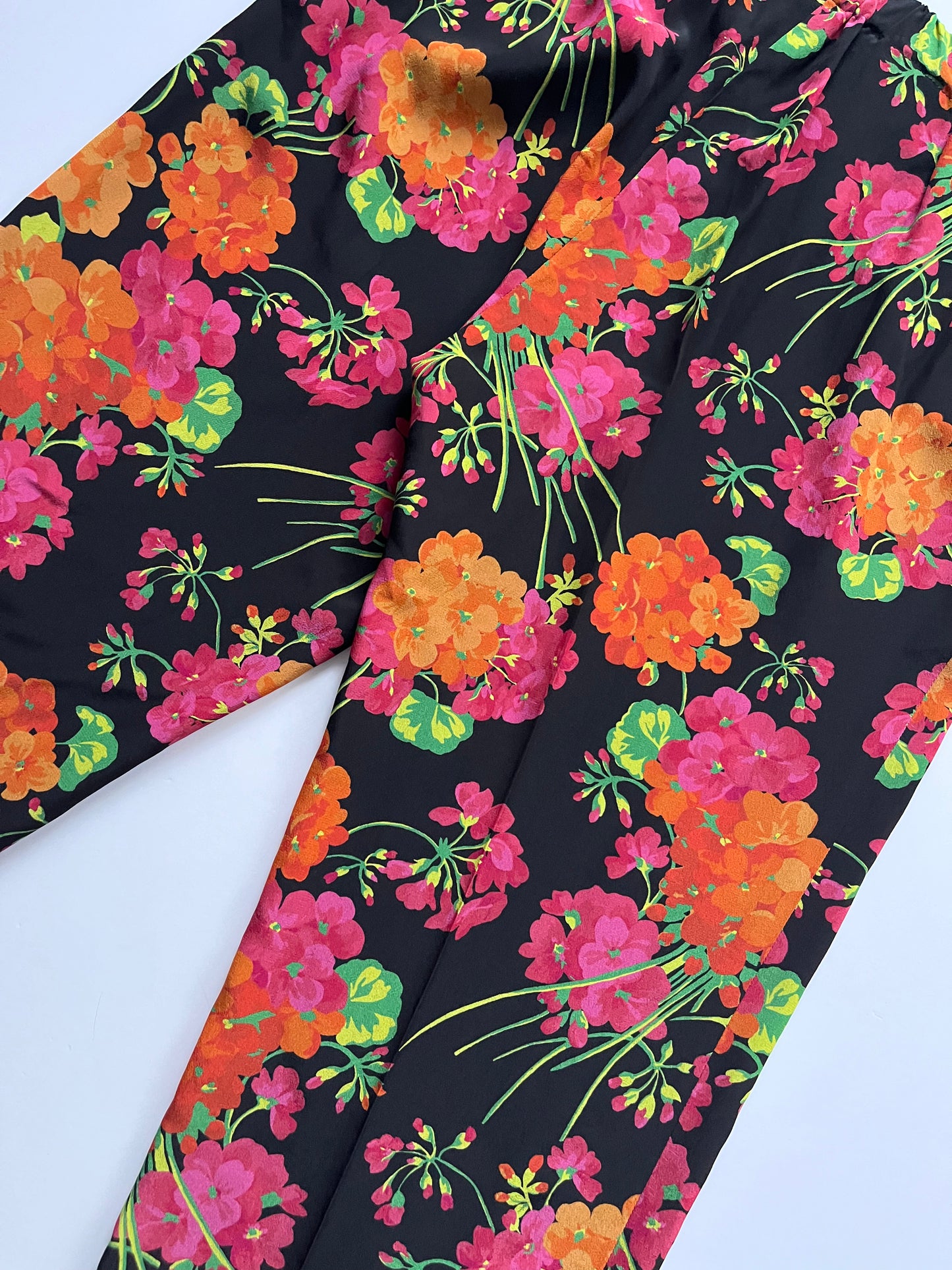 Gucci Black Multi Floral Silk Trouser