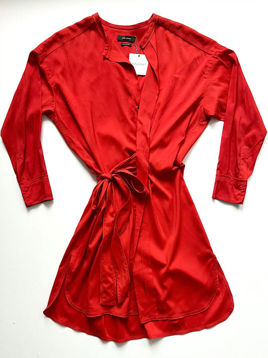Isabel Marant Red Wrap Shirt Dress