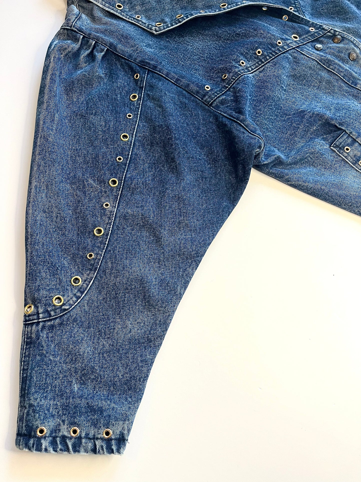 Bianca Rare Vintage 80s Upcycled Blue Denim Embellished Jacket