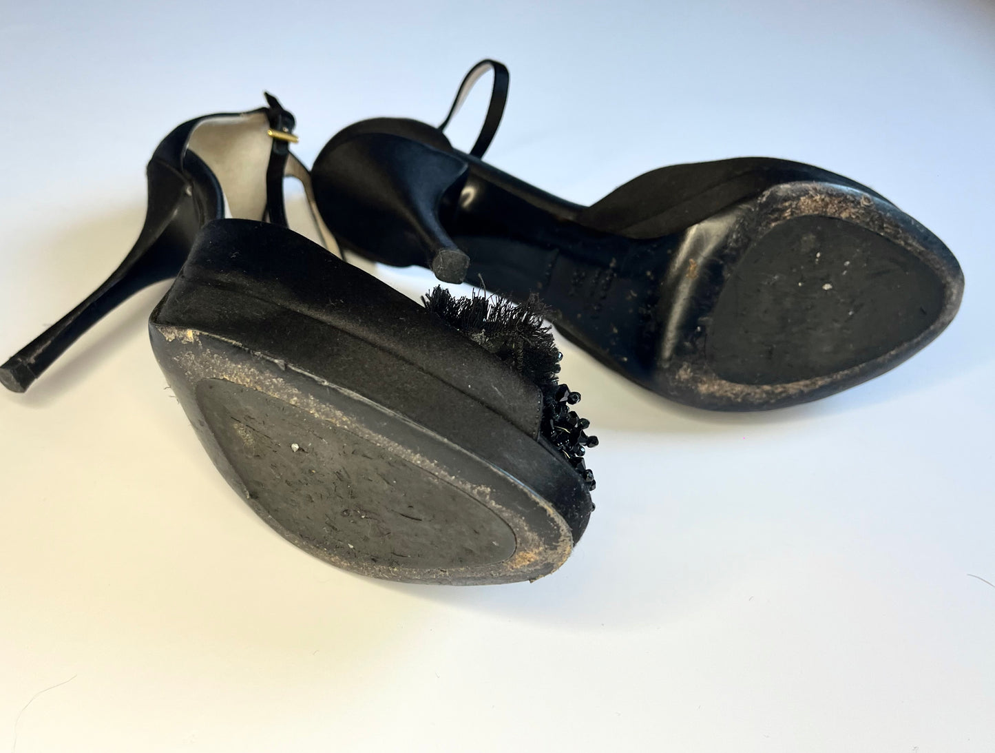 Prada Black Satin Beaded Embellished Stiletto Sandal